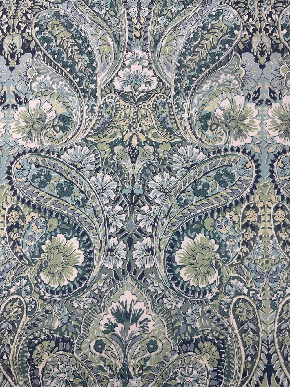 Pottery Barn Caesarea Paisley Euro Sham Sage Green Blue 100% Cotton